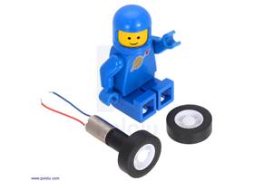 14×4.5mm wheel pair for sub-micro plastic gearmotors and a lego man